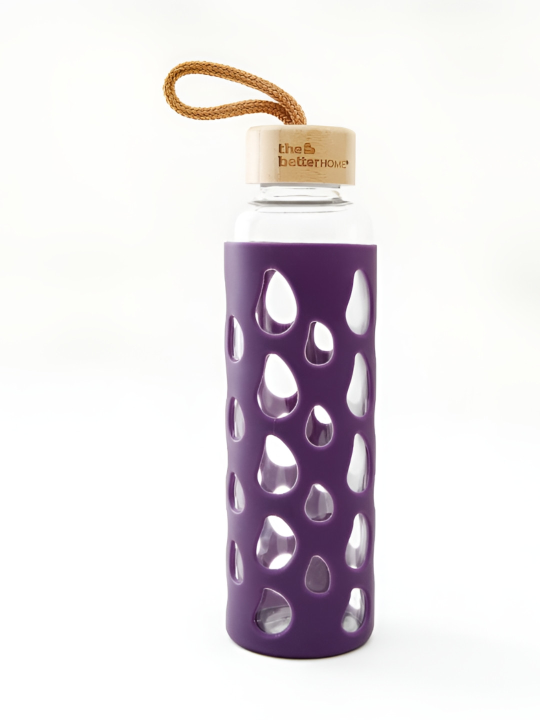 The Better Home Purple Brand Logo Glass Carrying Loop Water Bottle - 550ml
