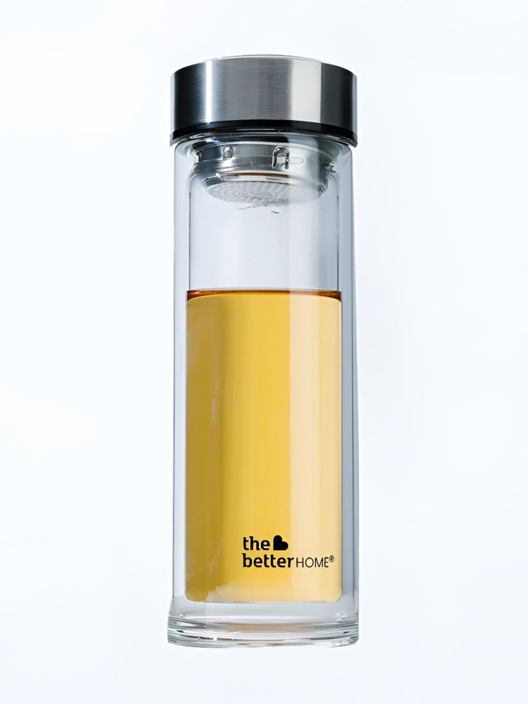 The Better Home Black & Transparent Double Wall Vacuum Glass Water Bottle 1L