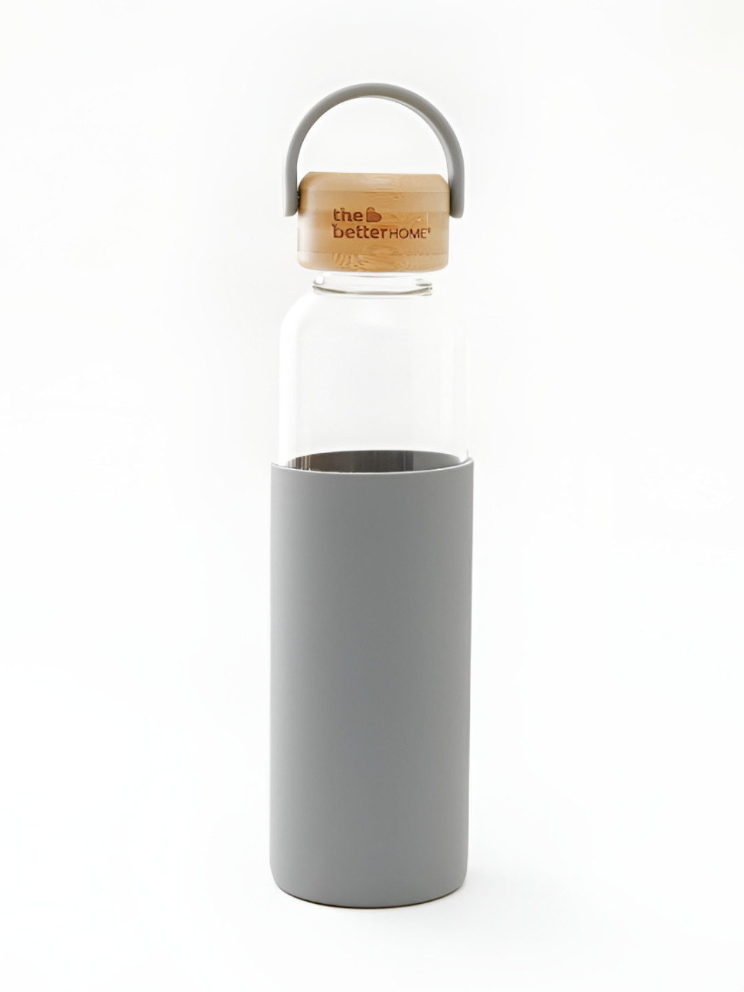 The Better Home Grey & Transparent Glass Water Bottle With Pouch 500 ml