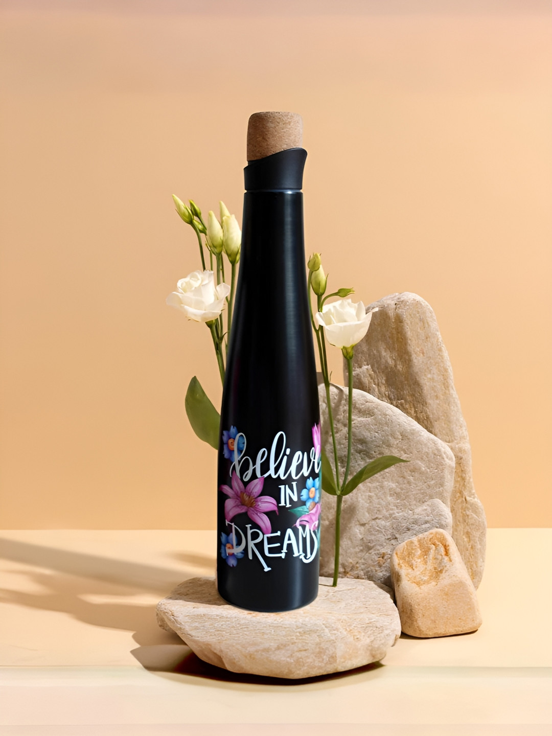 The Better Home Black Typography Stainless Steel Spill Proof Water Bottle - 500ml