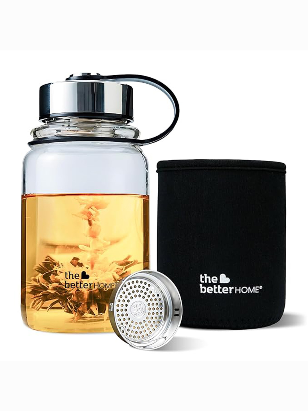 The Better Home Black Brand Logo Glass Spill Proof Infuser - 650ml