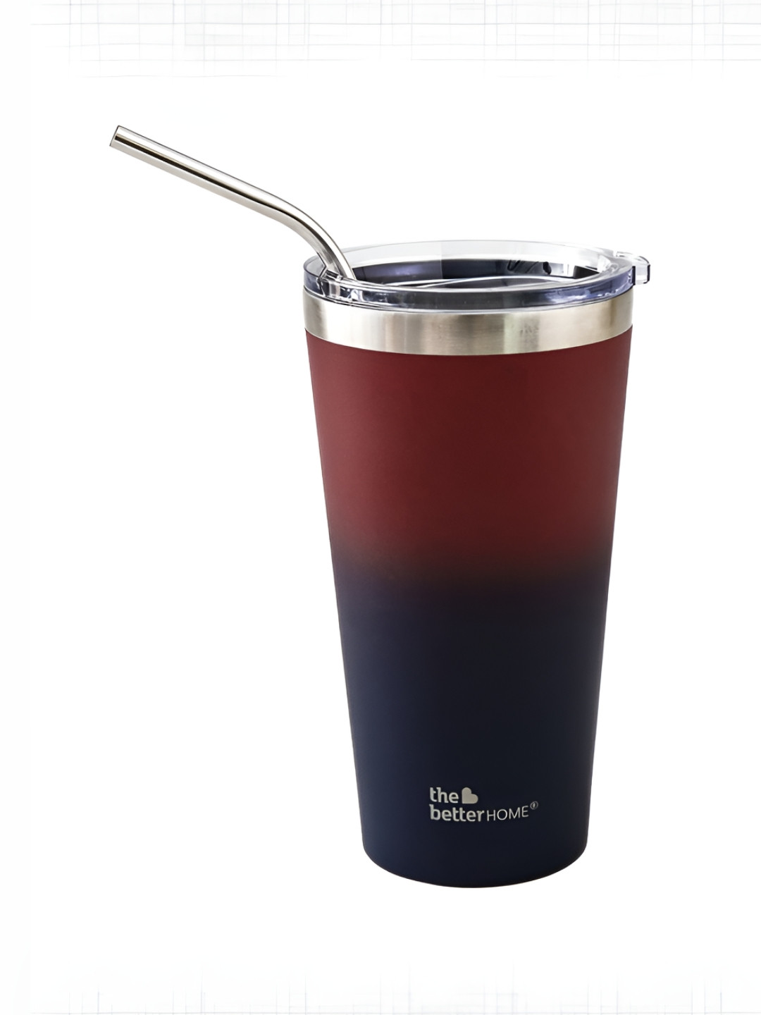 The Better Home Maroon & Blue Stainless Steel Sipper Water Bottle With Straw & Lid 450 ml