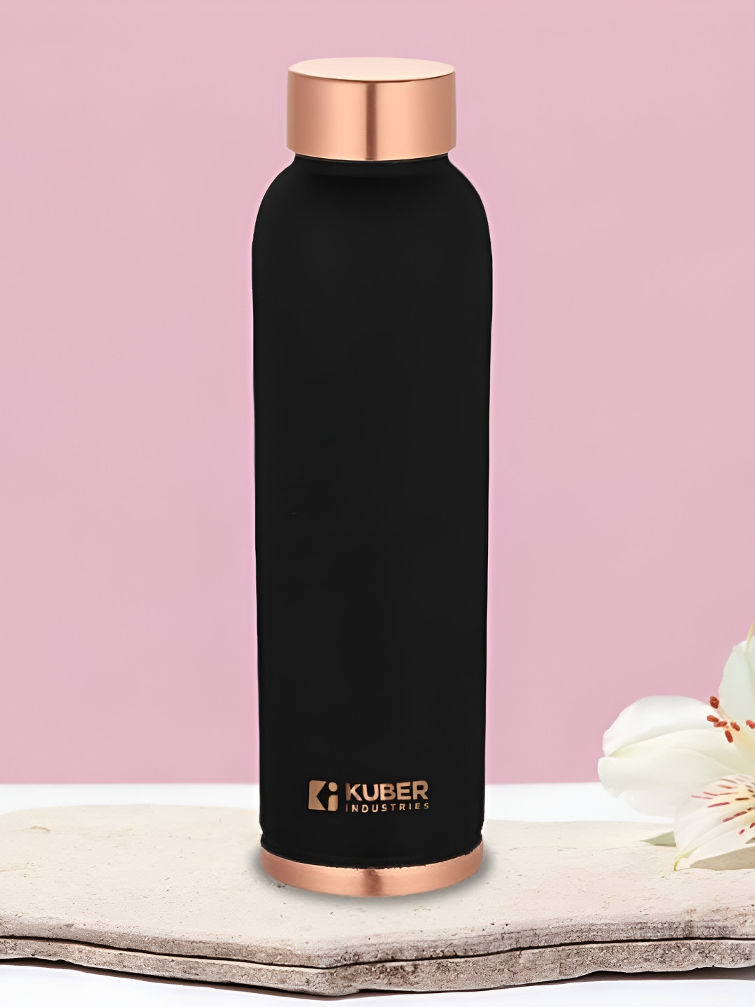 Kuber Industries Black Brand Logo Copper Spill Proof Flask - 950ml