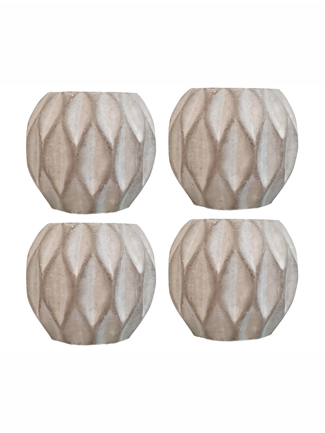 Garden Deco Off White & Brown 4 Pieces Textured Planters