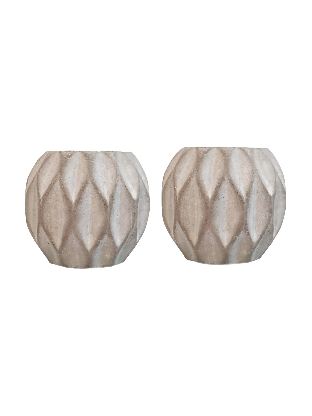 Garden Deco Off White & Brown 2 Pieces Textured Planter