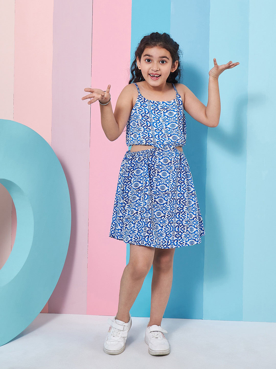 pspeaches Girls Graphic Printed Cut Out Fit & Flare Dress