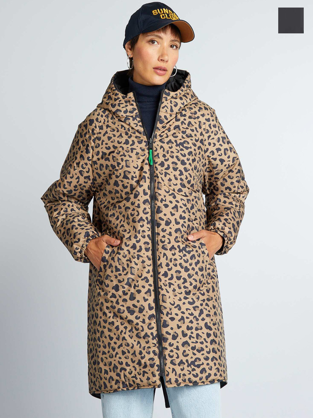 KIABI Animal Printed Reversible Windcheater Single-Breasted Overcoat