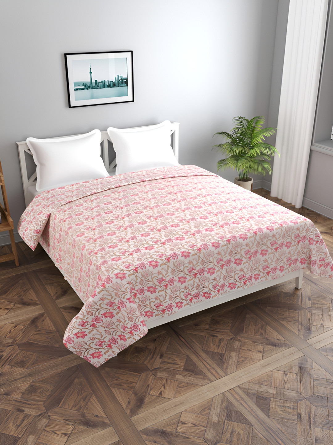 MORADO Pink & Brown Printed Single Duvet Cover
