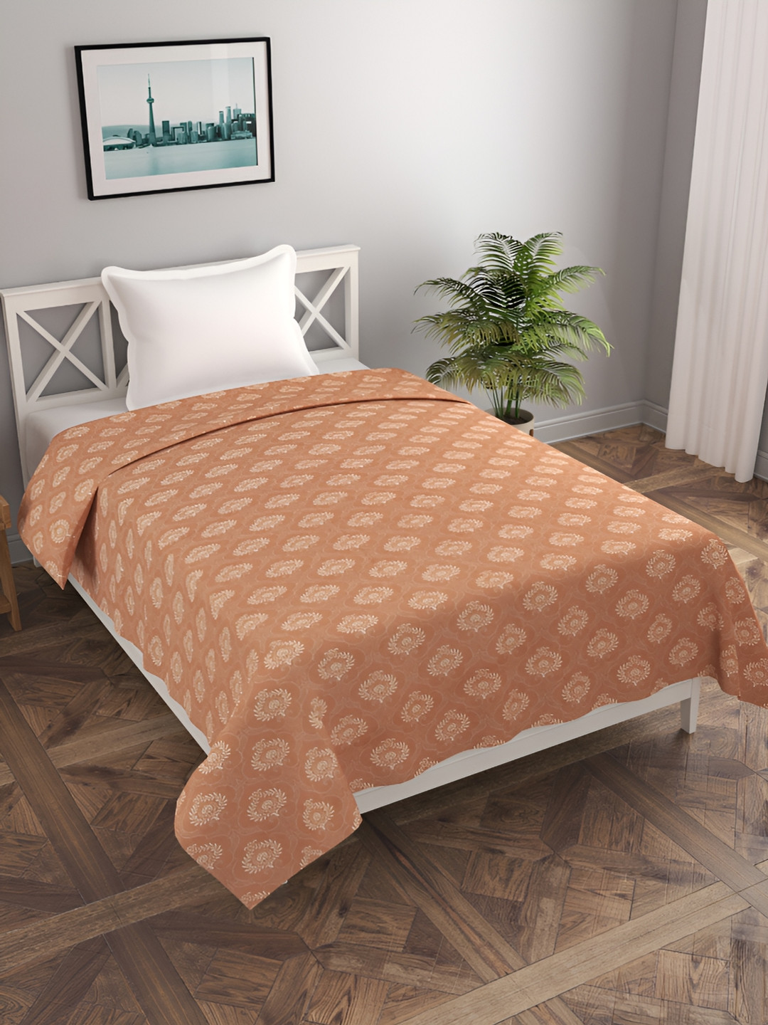 MORADO Brown Printed Single Duvet Cover