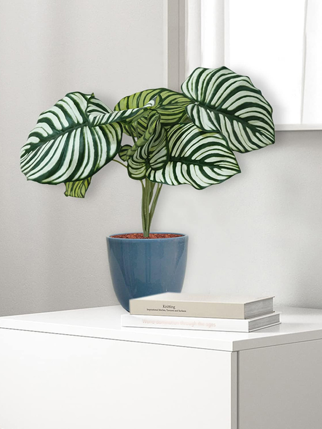 Garden Deco Green & White Dual Shade Artificial Plant