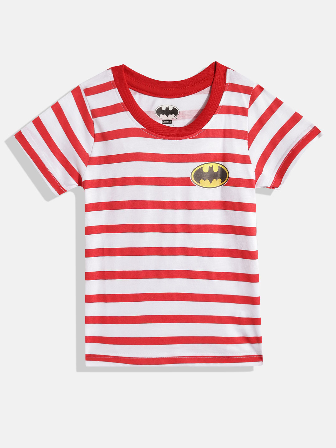 Eteenz Boys Premium Cotton Striped Batman Print Detail T-shirt