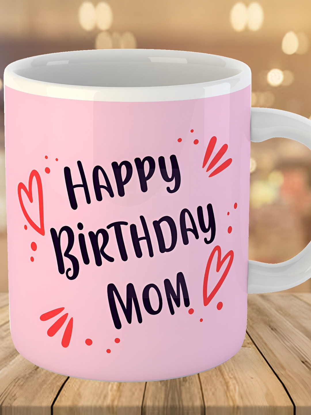 Keviv Pink & White Text or Slogans Printed Ceramic Glossy Mug 325 ml