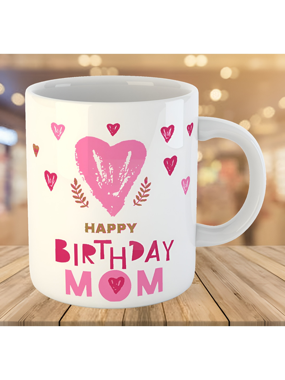 Keviv White & Pink Text or Slogans Printed Ceramic Glossy Mug 325 ml