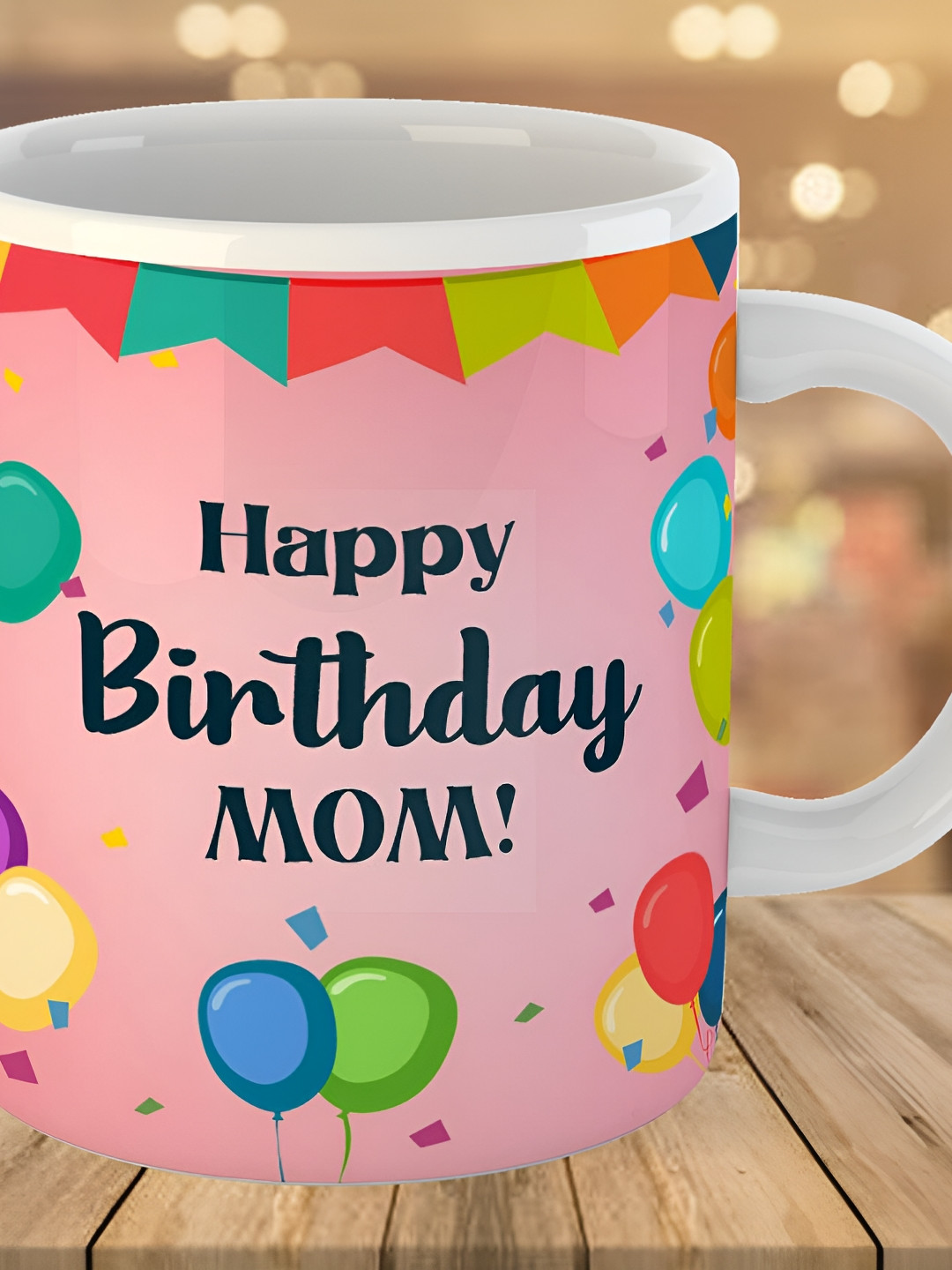 Keviv Pink & Blue Text or Slogans Printed Ceramic Glossy Mug 325 ml