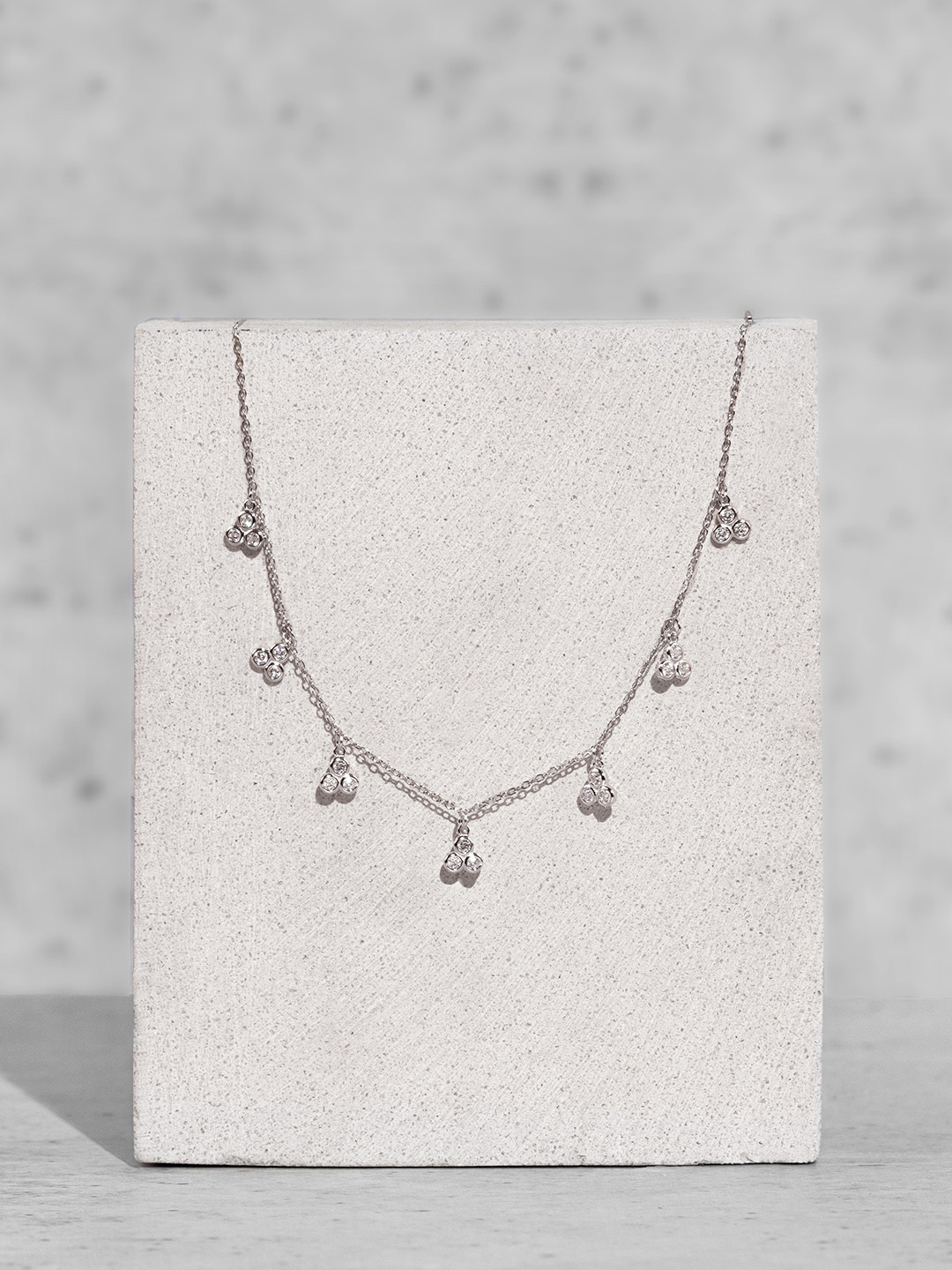 ORIONZ Sterling Silver Cubic Zirconia Studded Necklace