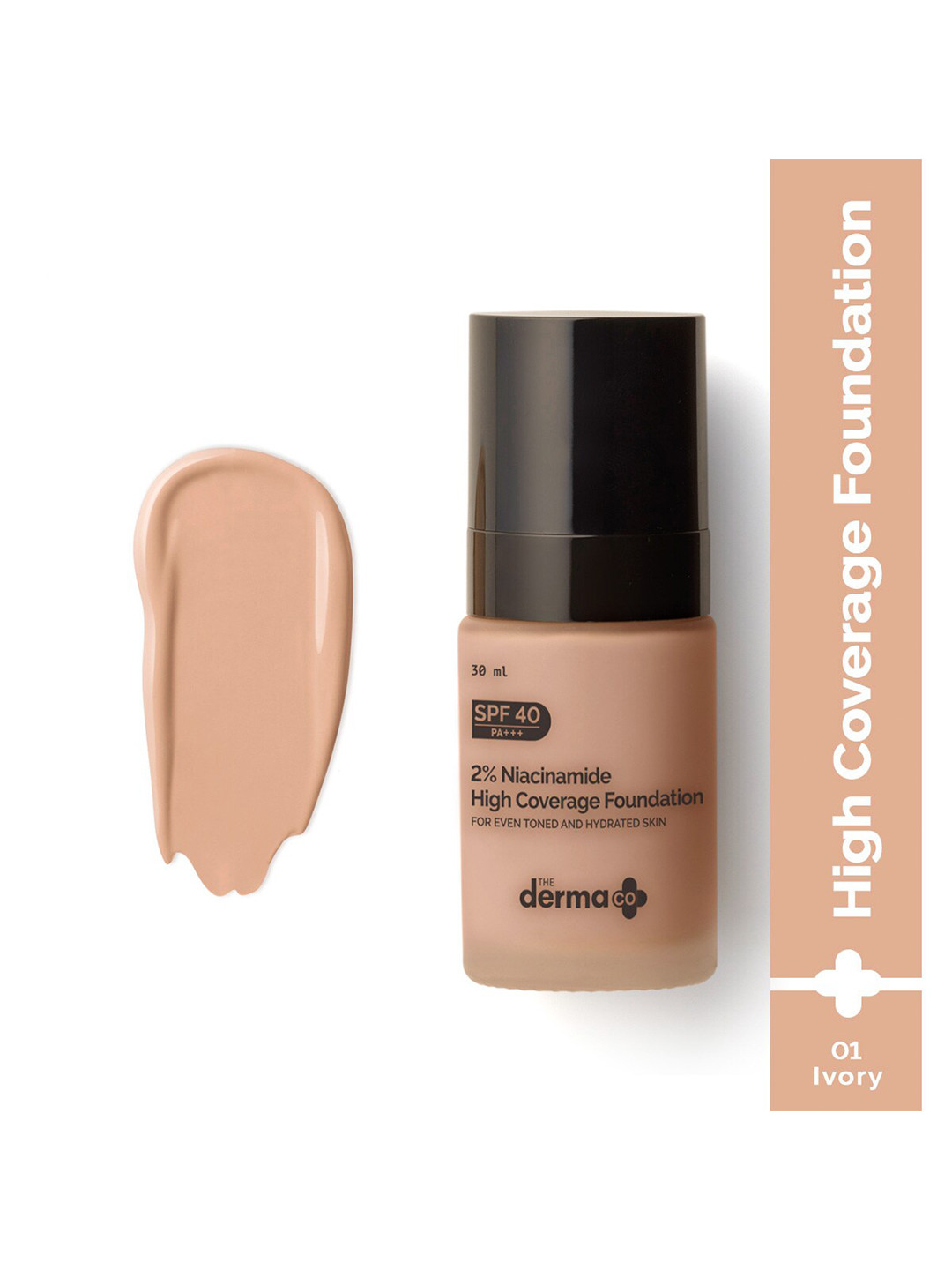 The Derma co. 2% Niacinamide High Coverage Foundation With SPF40 30ml - Ivory 01
