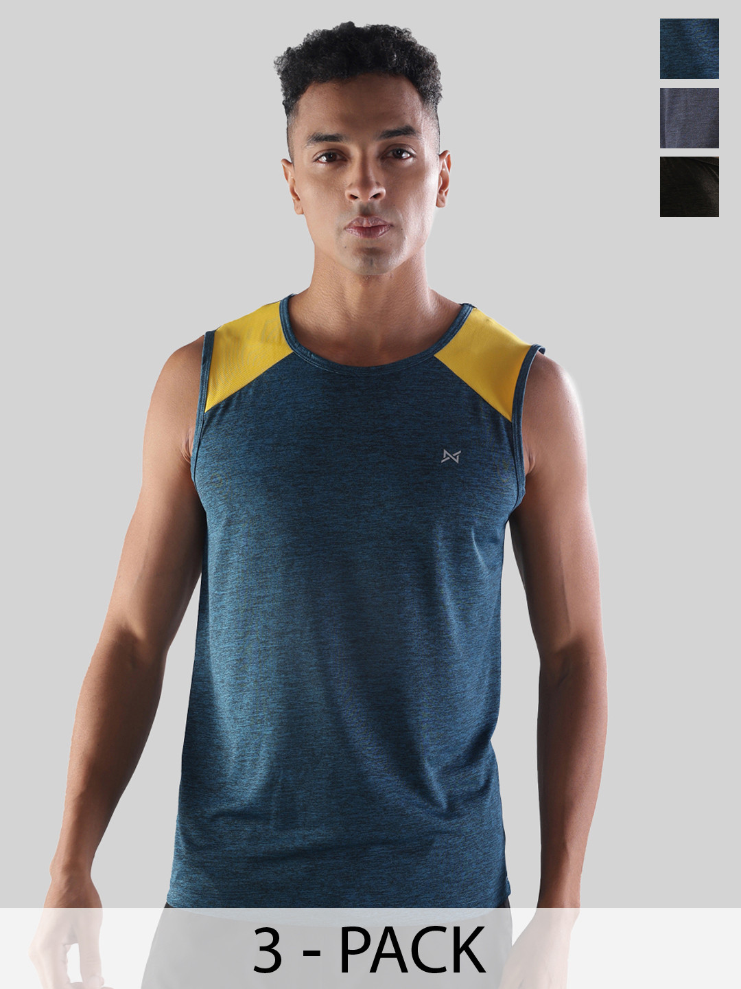 Force NXT Men Microfiber Anti Viral Anti Odour Cool Pack Of 3 Sports Muscle T-Shirt