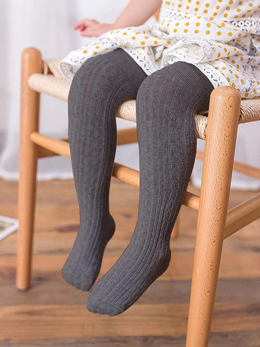 SYGA Girls Striped Cozy Fit Mid-Rise Knitted Above Knee Tights