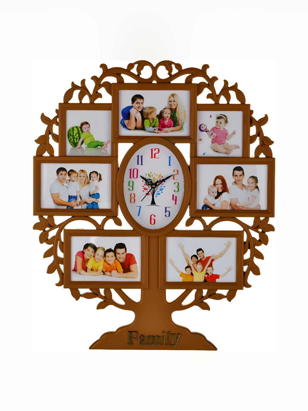 Attractionz Beige Round Textured Contemporary Analogue Wall Clock