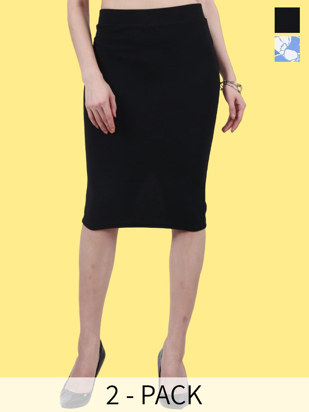 Popwings Pack Of 2 Printed Pencil Above Knee Length Casual Skirts