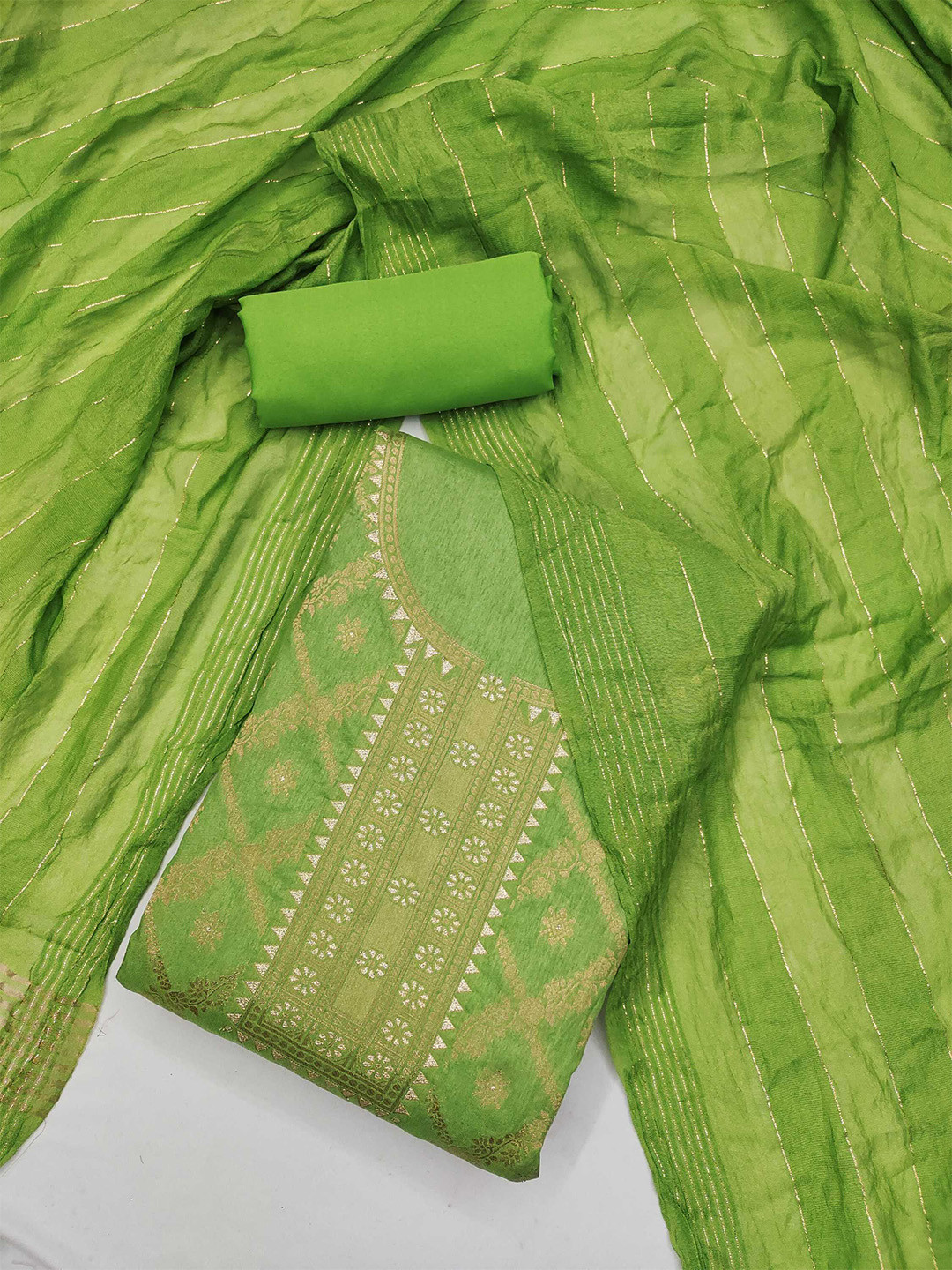 KALINI Ethnic Motifs Woven Design Chanderi Silk Unstitched Dress Material