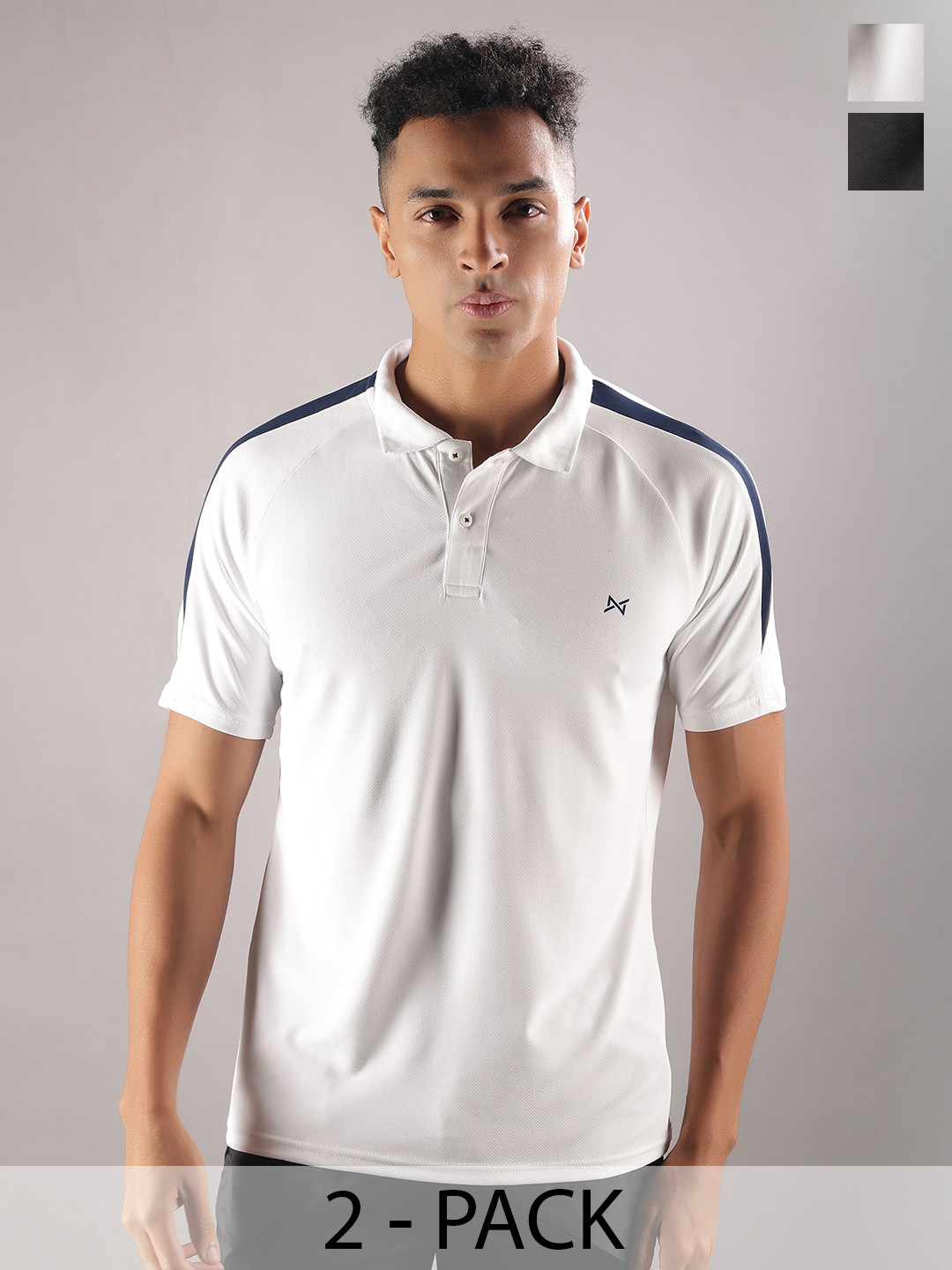 Force NXT Men Microfiber Anti Viral Anti Odour Cool Pack of 2 Collared Polo Sports Solid T-Shirt