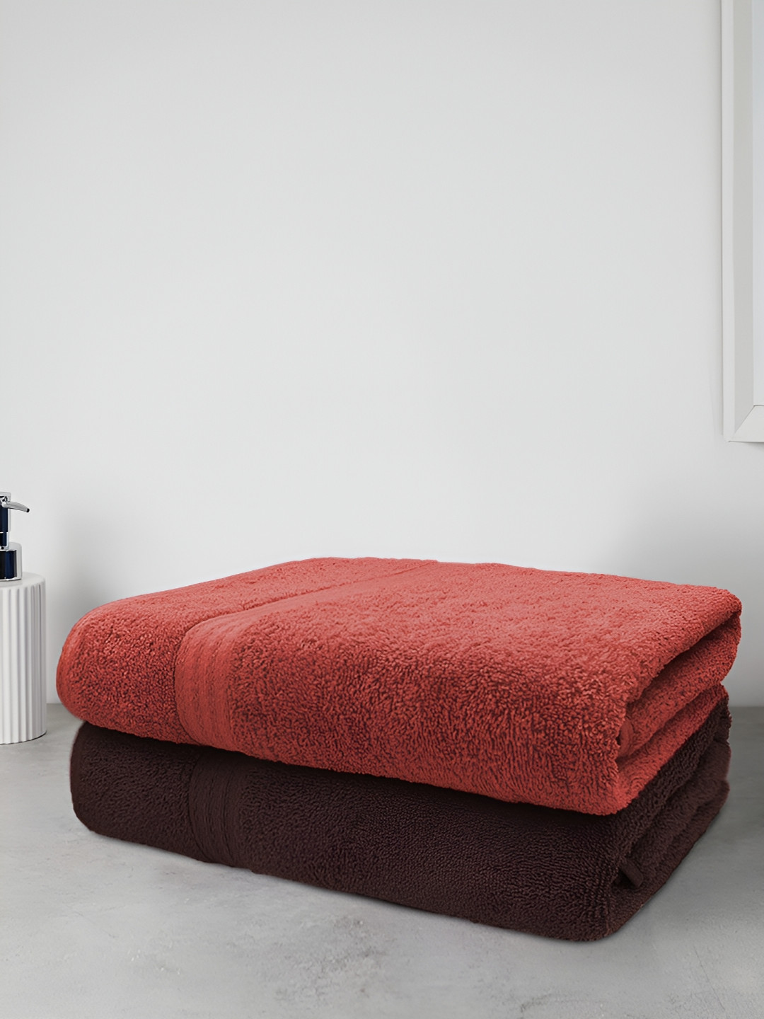 Aura Rust & Brown 2 Pieces Terry Cotton 500 GSM Towel Set