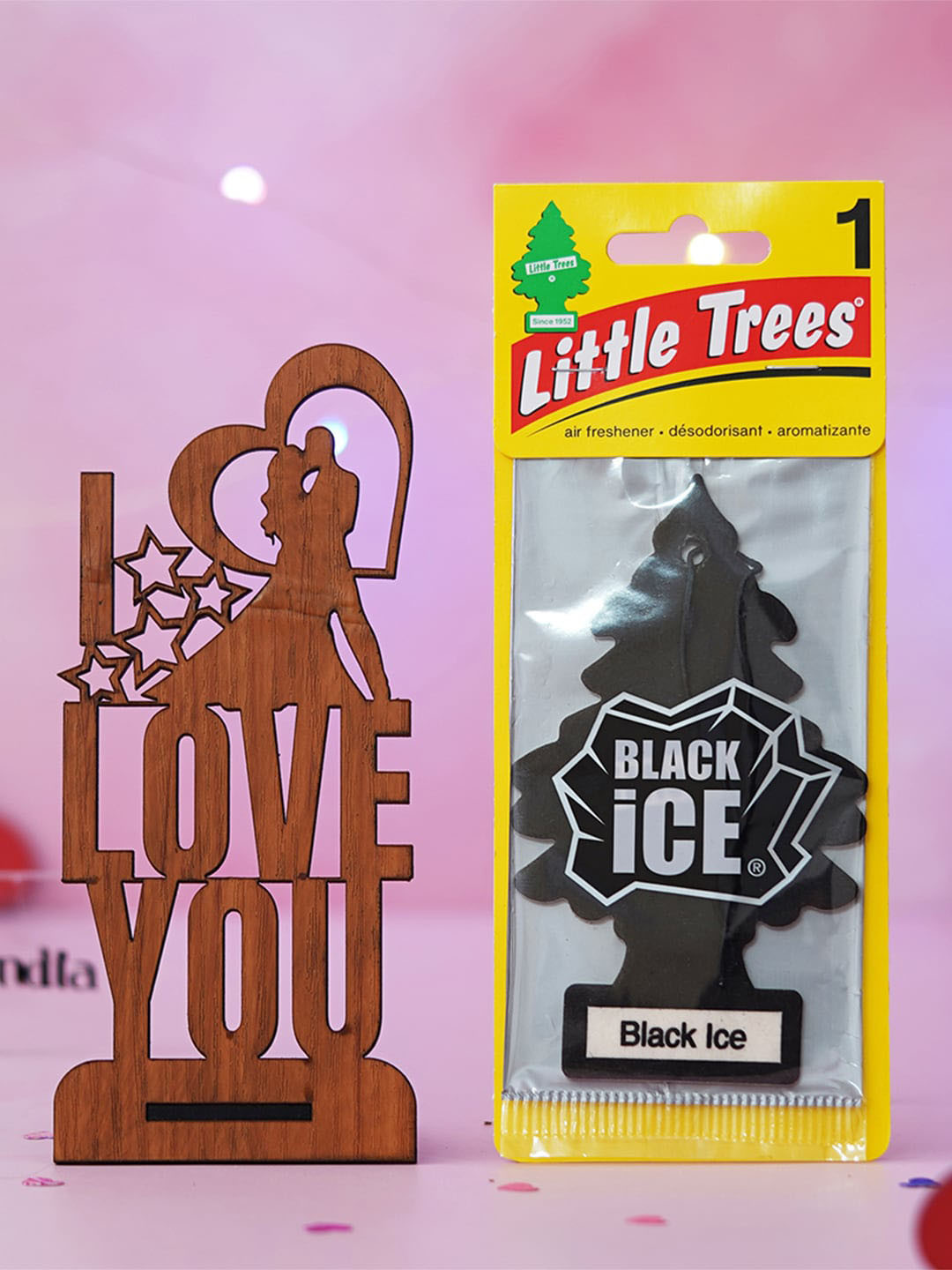 eCraftIndia Brown & Black  2 Pieces Valentine's Showpiece & Air Freshener
