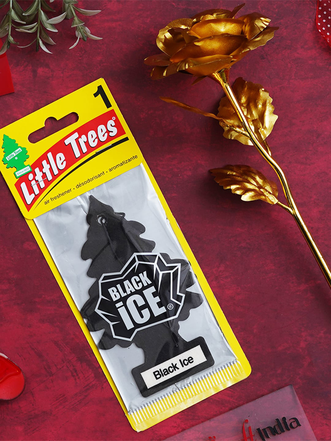 eCraftIndia Gold Toned & Black 2 Pieces Valentine's Day Gift & Air Freshener