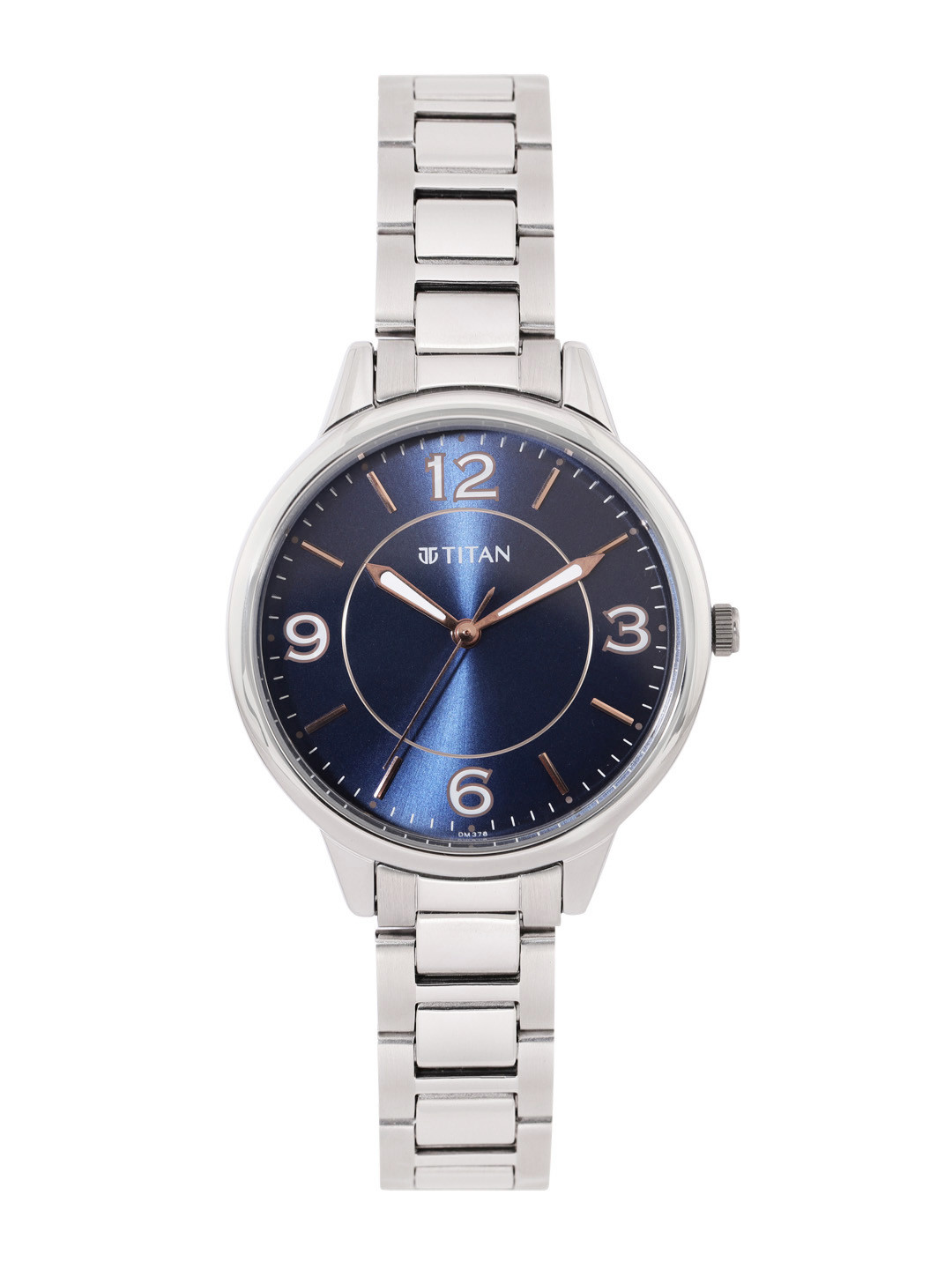 Titan Women Textured Dial & Stainless Steel Bracelet Style Strap Analogue Watch 2617SM03