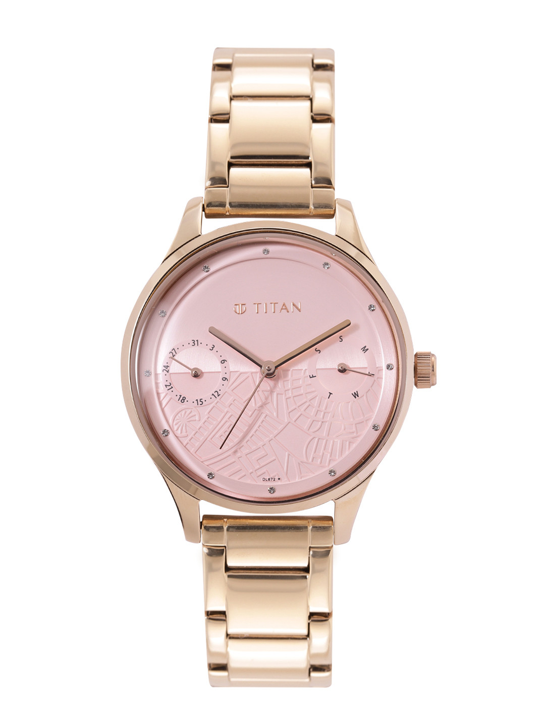 Titan Women Embellished Dial & Stainless Steel Bracelet Style Analogue Watch 2670WM06