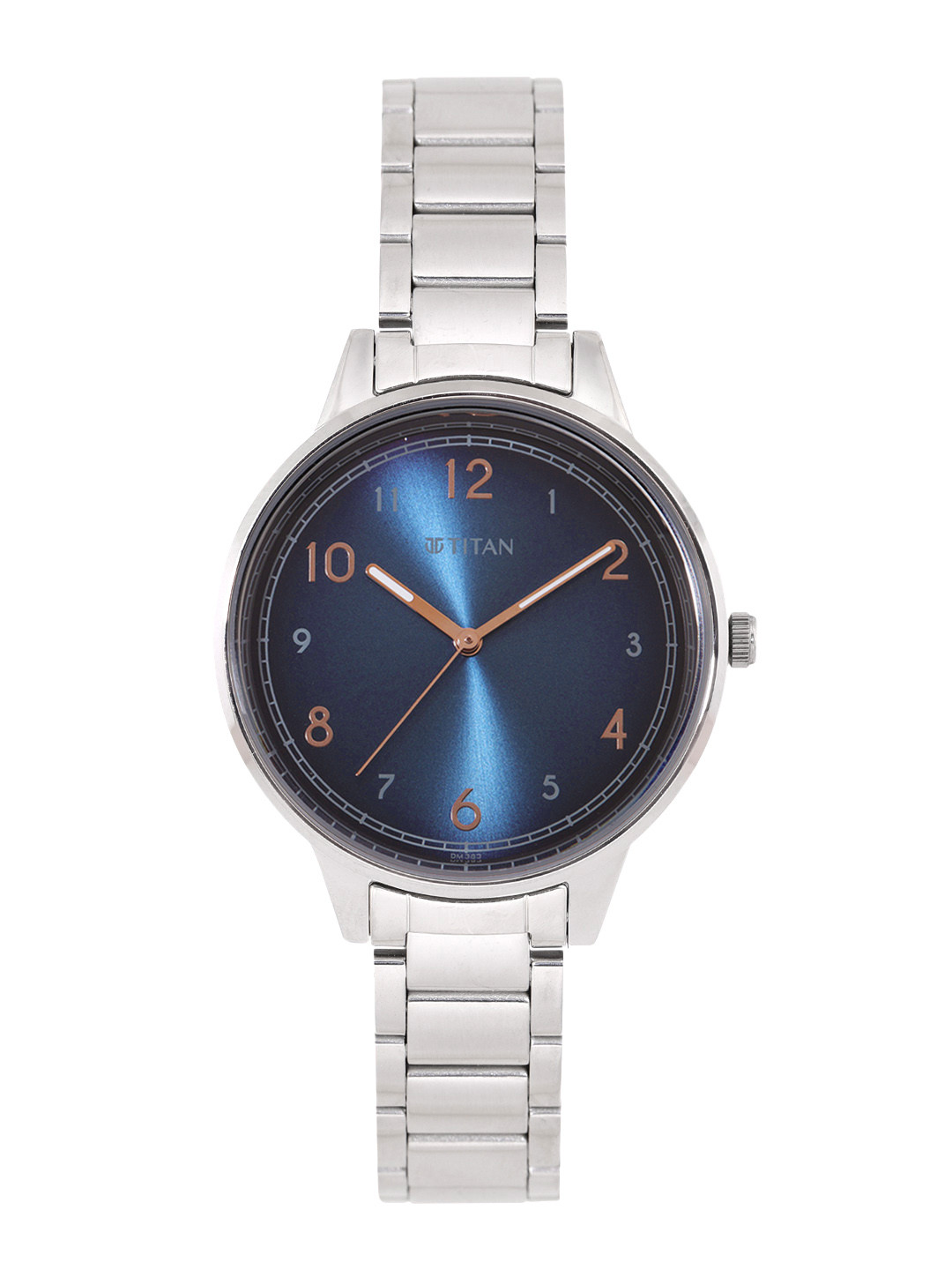 Titan Women Textured Dial & Stainless Steel Bracelet Style Strap Analogue Watch 2648SM04