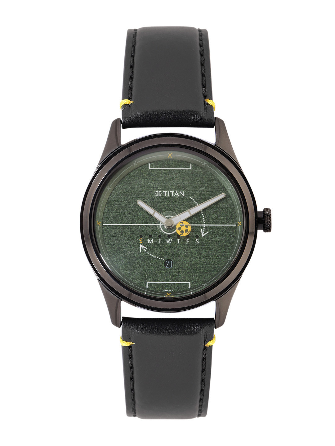 Titan Men Textured Dial & Leather Strap Analogue Watch 1805NL04