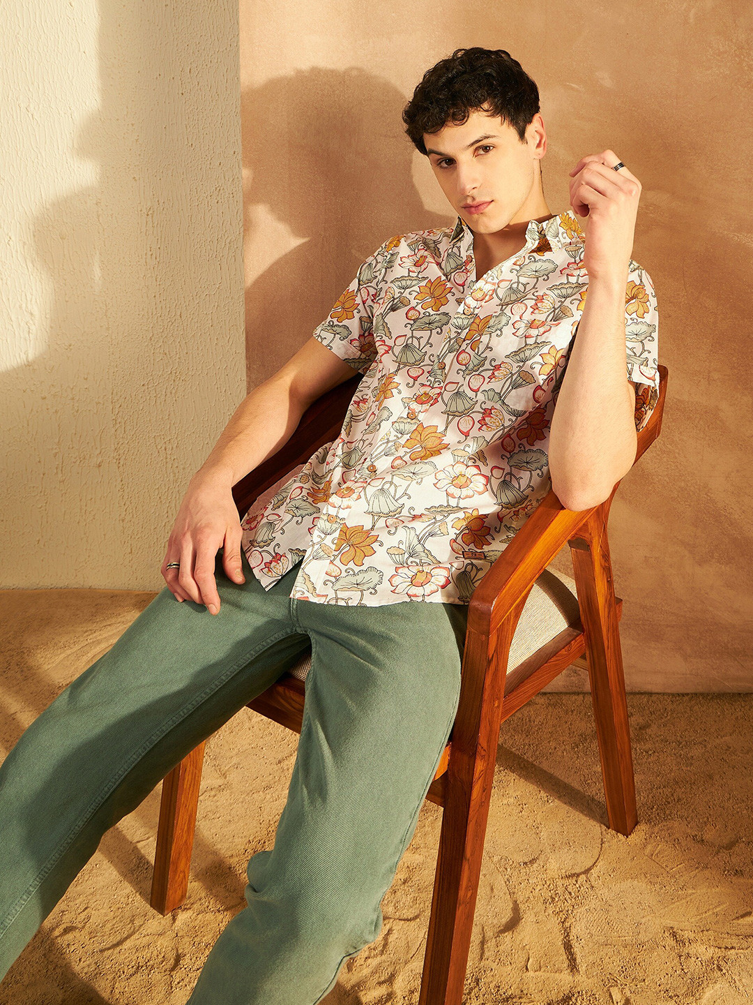 DENNISON Floral Block Printed Oversized Casual Shirt