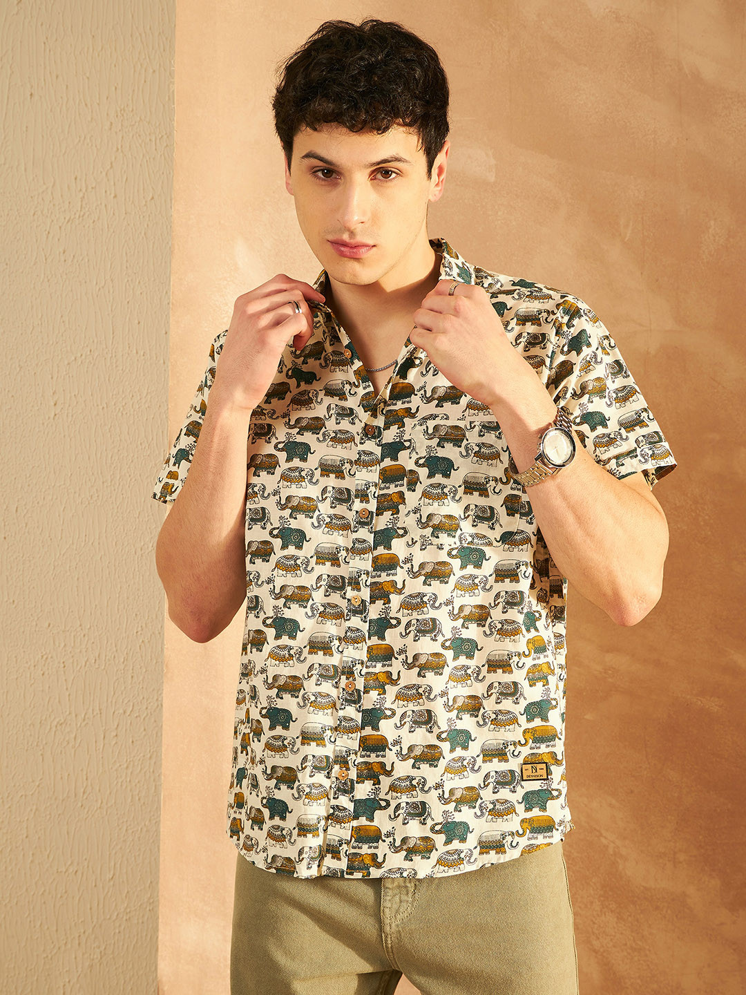 DENNISON Block Printed Oversized Lightweight Casual Shirt