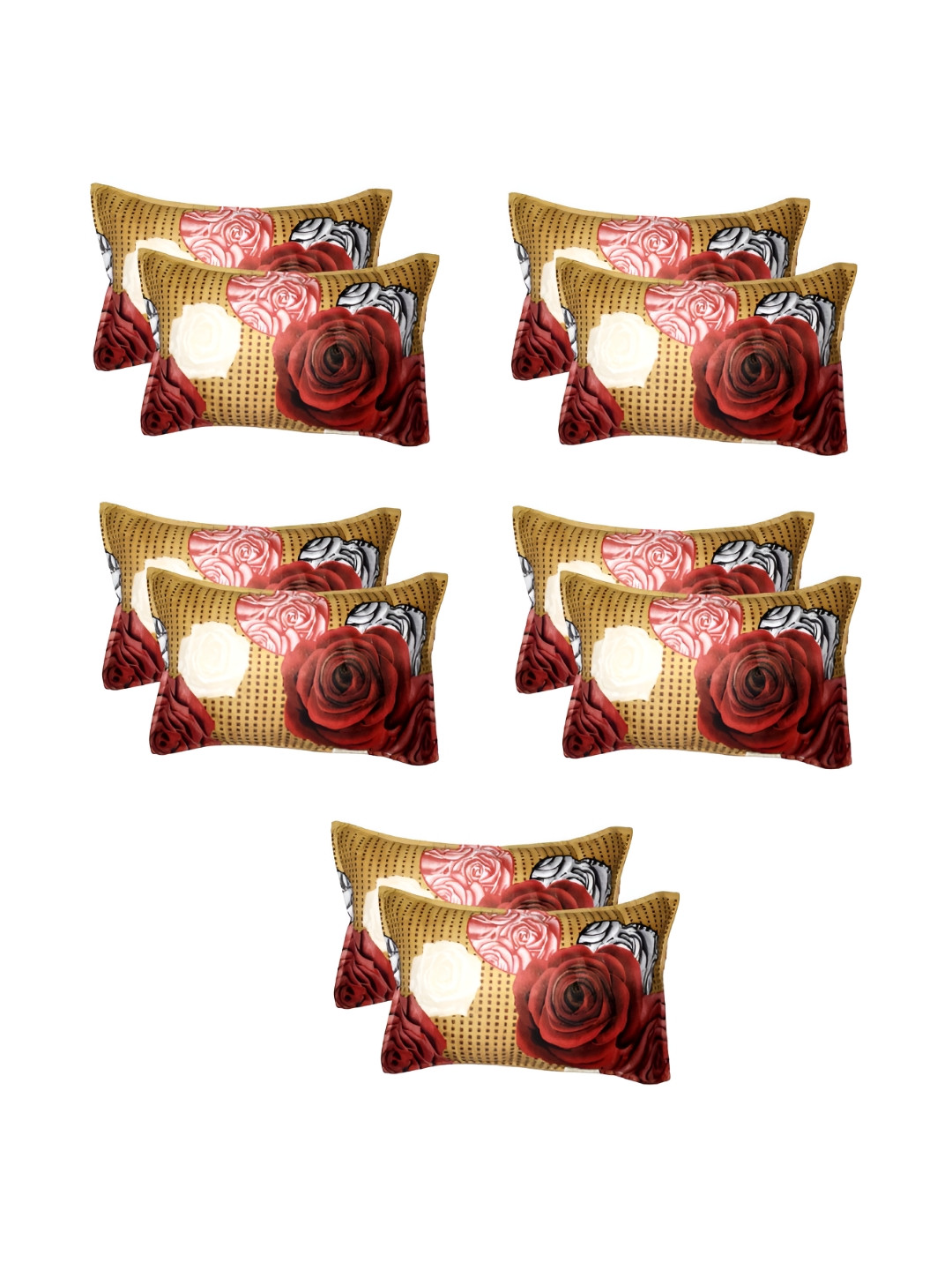Supreme Home Collective Gold-Toned 10 Pieces Abstract Pure Cotton Rectangle Pillow Covers