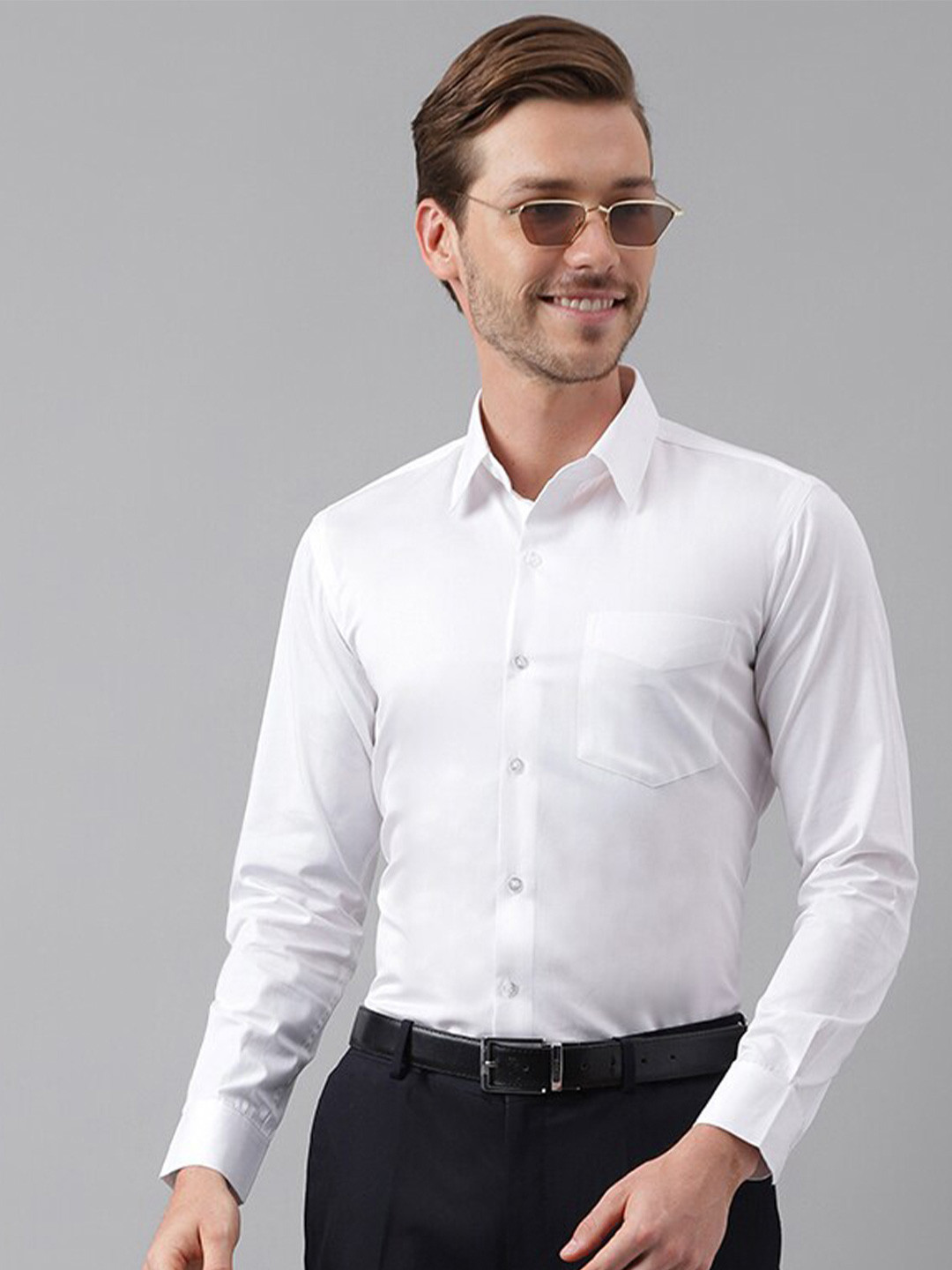 Hancock Smart Slim Fit Spread Collar Long Sleeves Pure Cotton Formal Shirt