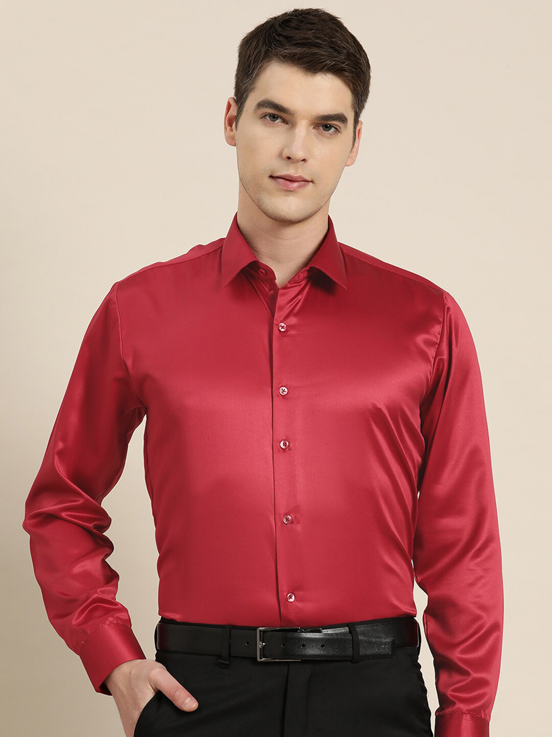 Hancock Premium Slim Fit Spread Collar Long Sleeves Tuxedo Party Shirt