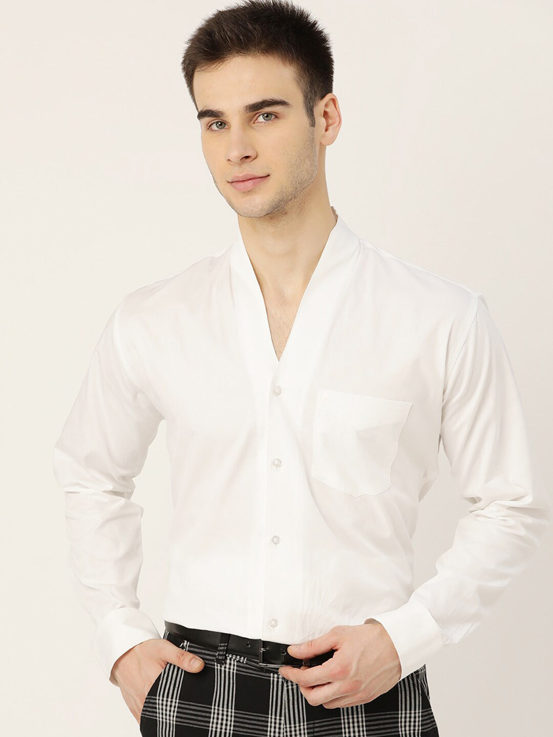 Hancock Smart Slim Fit Built-Up Collar Long Sleeves Party Shirt