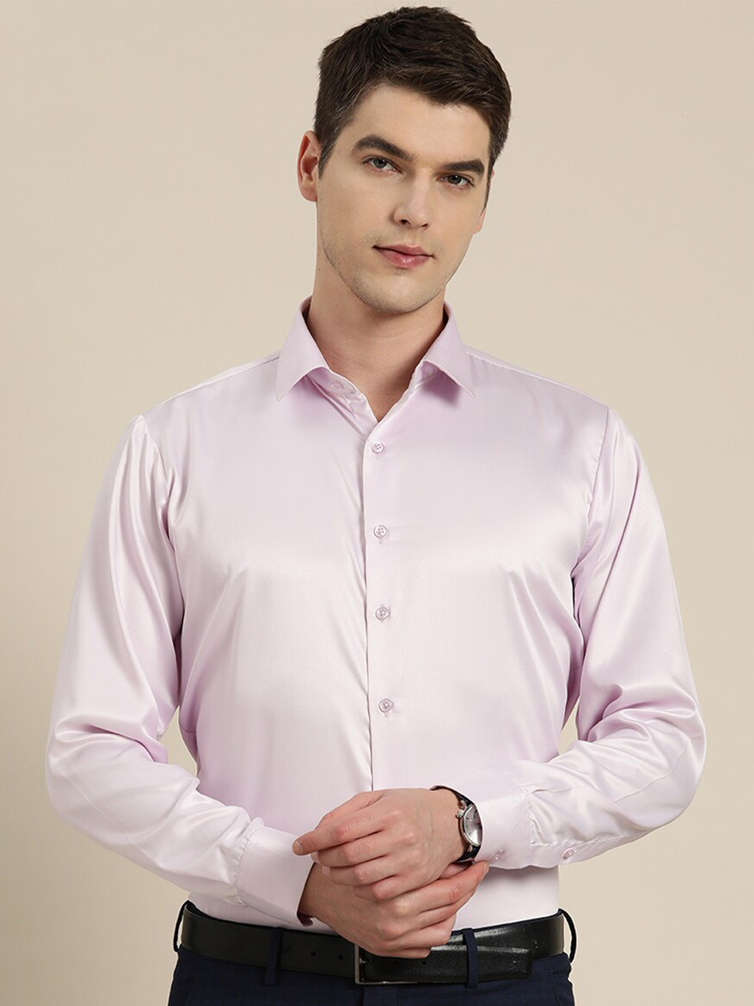 Hancock Premium Slim Fit Spread Collar Long Sleeves Tuxedo Party Shirt