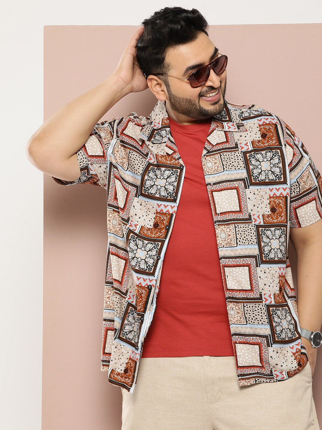 Sztori Men Plus Size Original Printed Casual Shirt