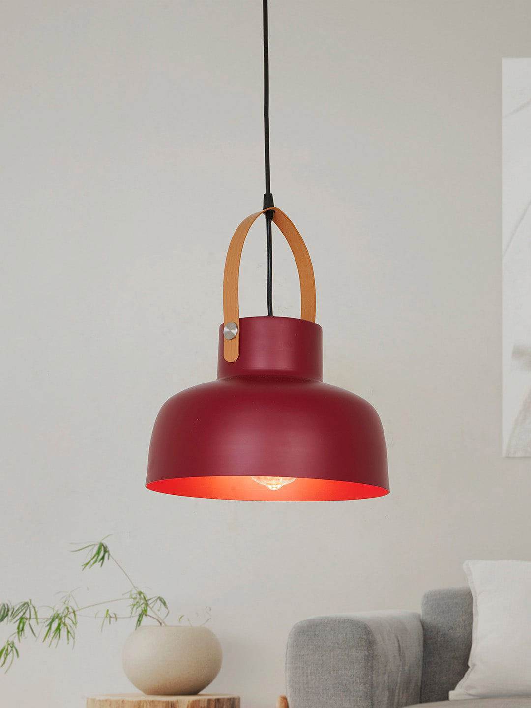 Fos Lighting Maroon Bell Shaped Ceiling Lamps