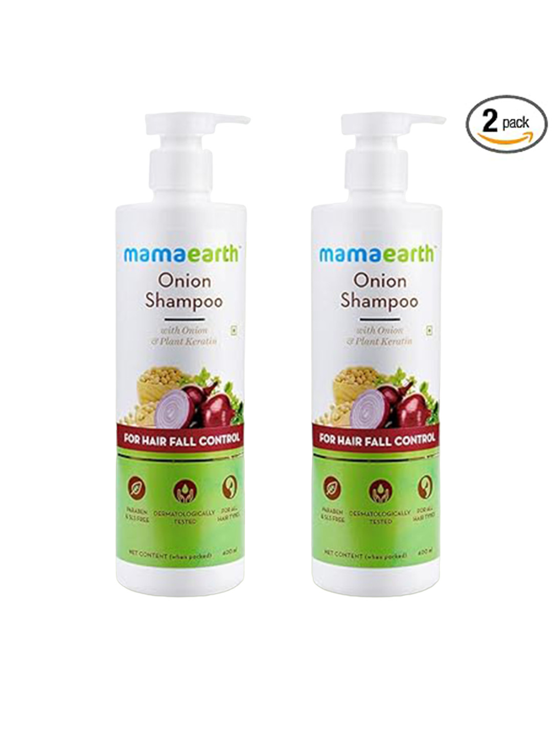 Mamaearth Set Of 2 Onion Shampoo For Hair Fall Control - 400ml Each