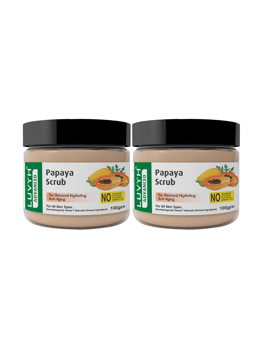LUVYH 2-Pcs Papaya Scrub For Tan Removal - 100g Each