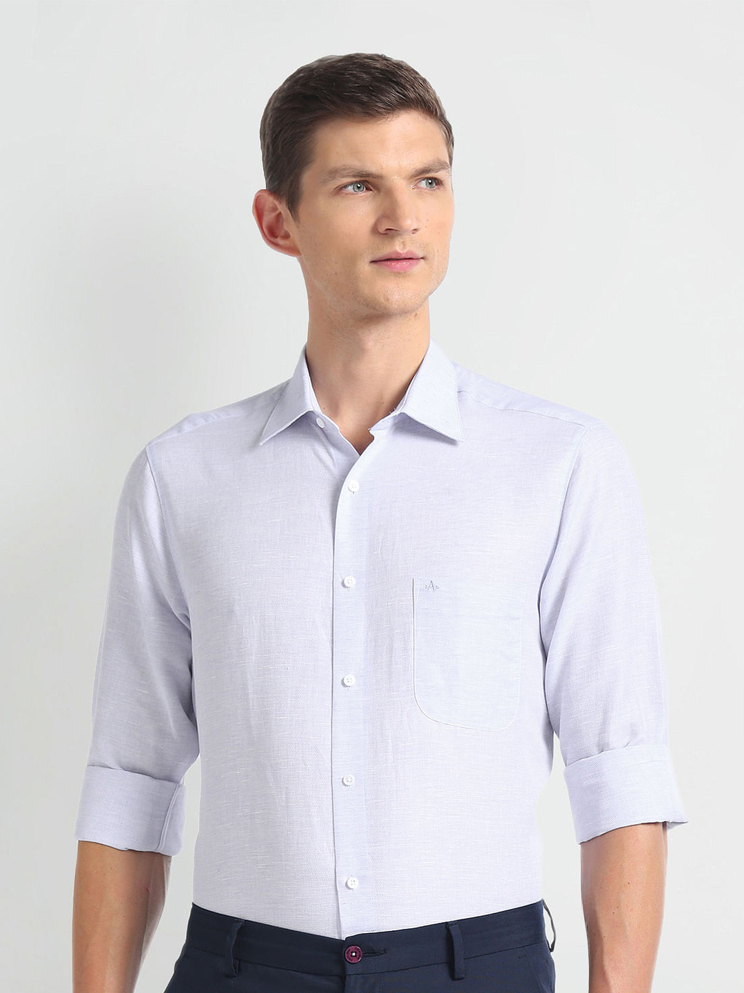 Arrow Spread Collar Long Sleeves Linen 1851 Formal Shirt