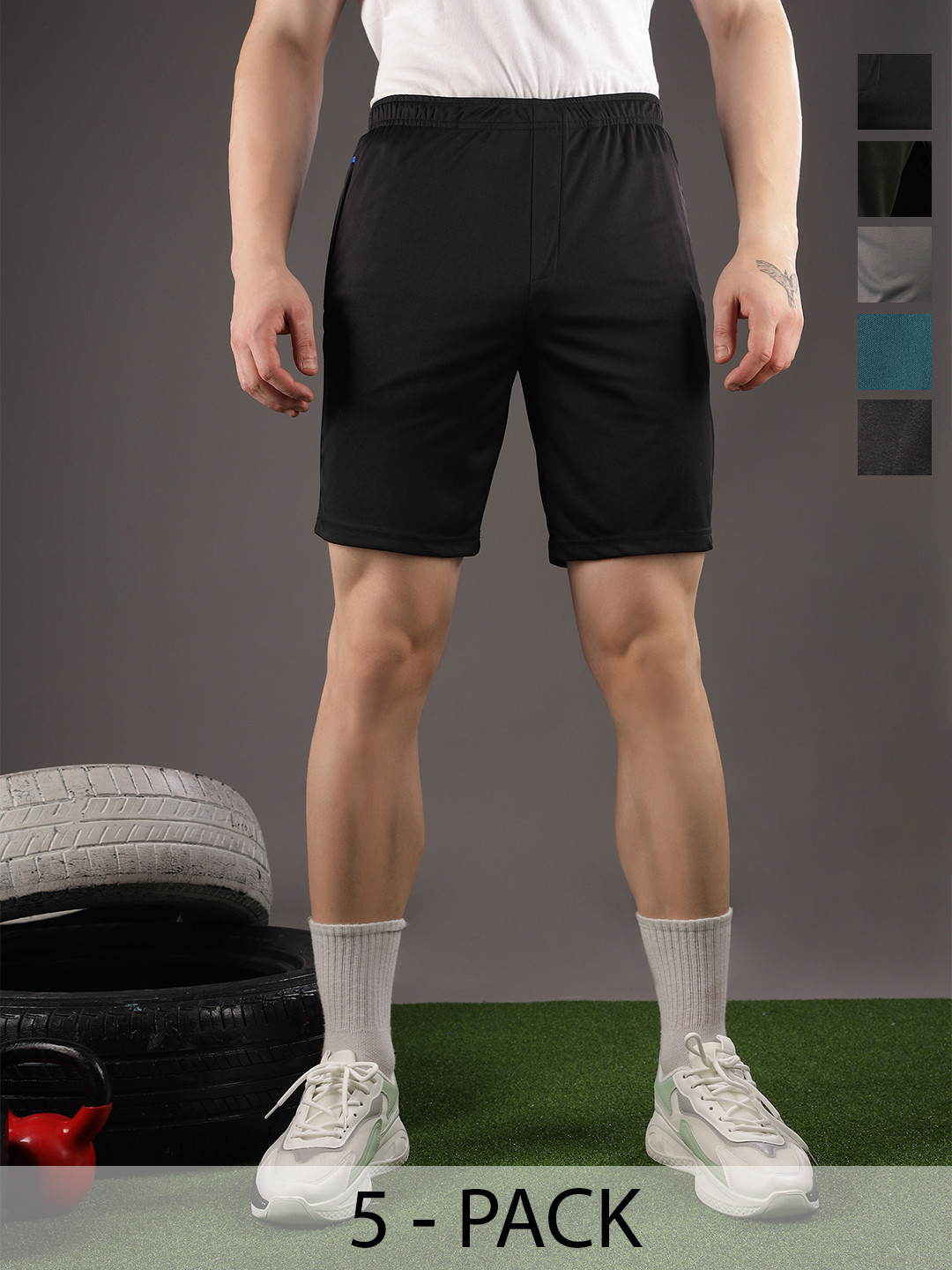 Force NXT Men Microfiber Anti Viral Anti Odour Cool Pack Of 5 Sports Shorts