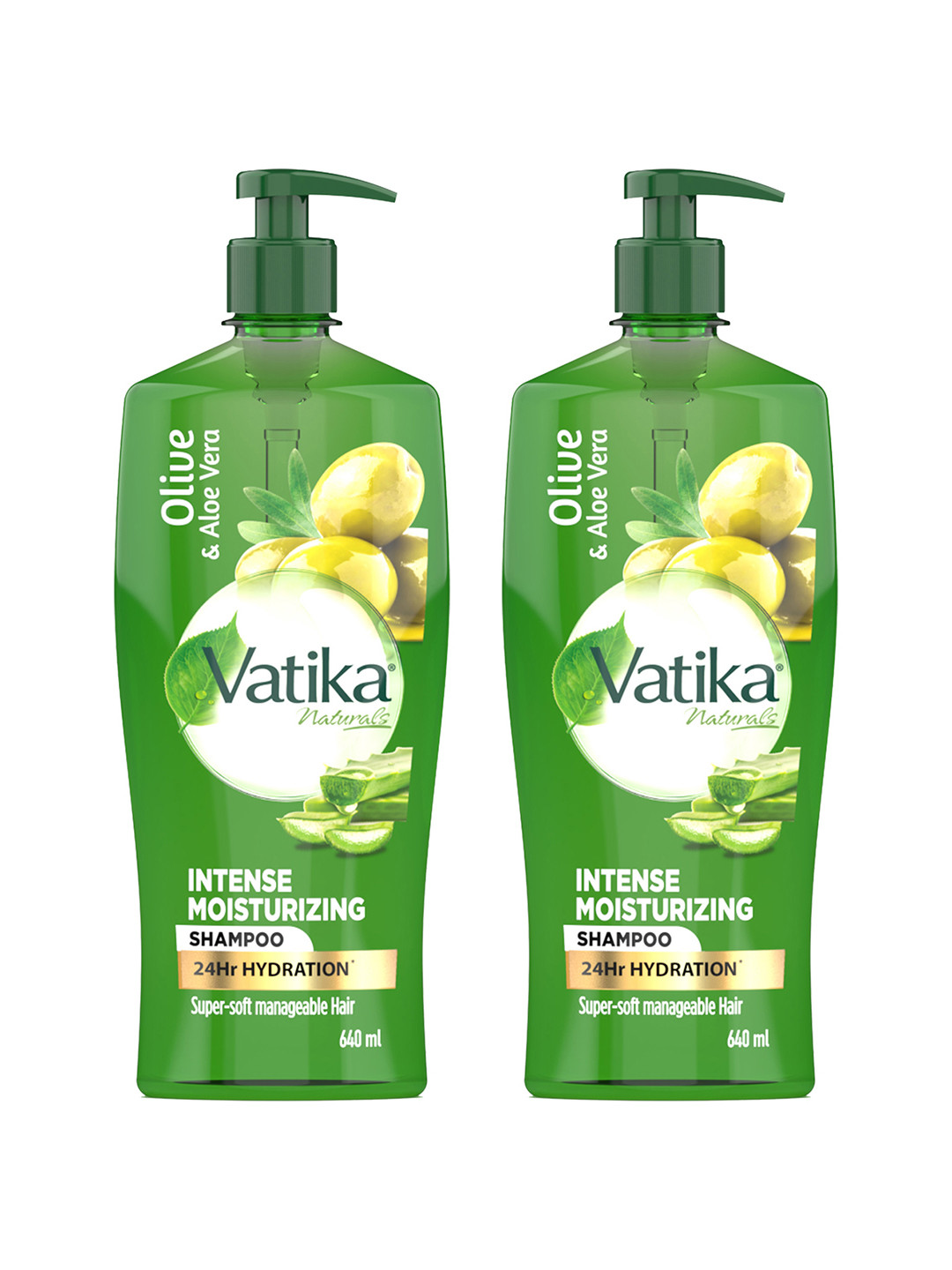 Dabur Vatika Set Of 2 Intense Moisturising Shampoo with Aloe Vera & Olive - 640ml Each