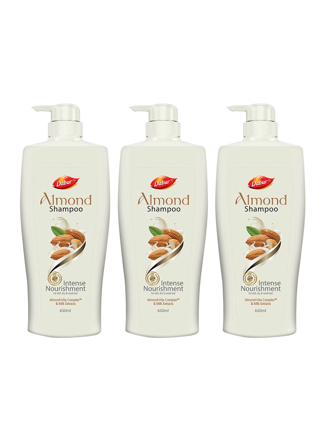 Dabur Set Of 3 Almond Intense Nourishment Shampoo With Milk Extracts - 650ml Each