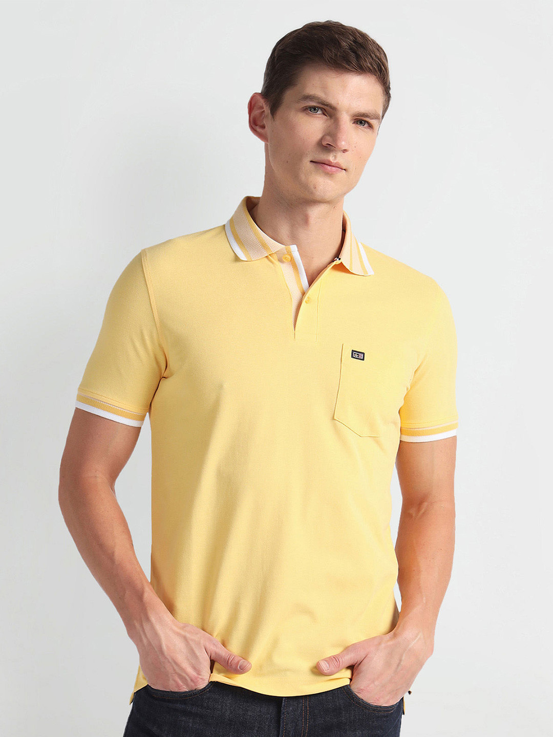 Arrow Sport Polo Collar Half Sleeves Pockets Regular Fit T-shirt