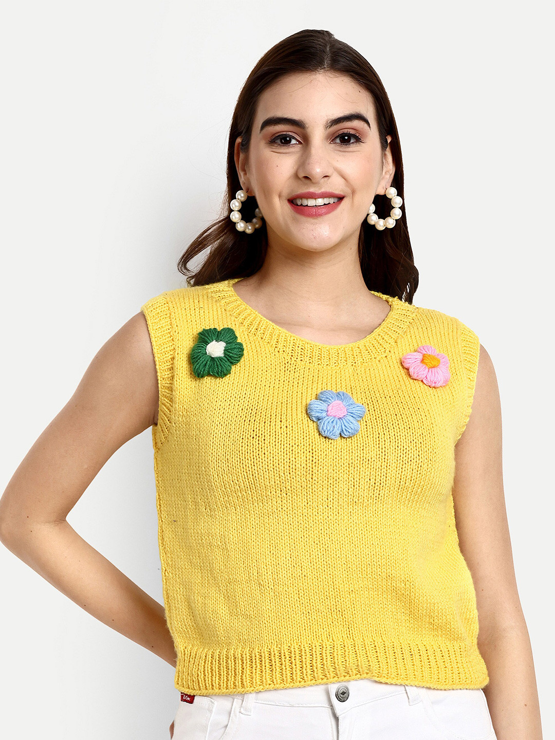 WINDROP SOLUTIONS Cable Knit Self Design Woollen Sweater Vest